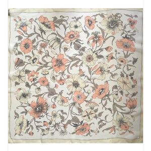 BEN GOODMAN Vintage Scarf 25”x 26” Sheer Multicolor Floral Japan